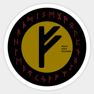 Yellow Fehu Elder Futhark | Viking Rune Symbol Sticker